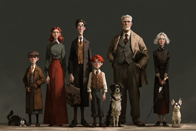 draw family portrait illustration