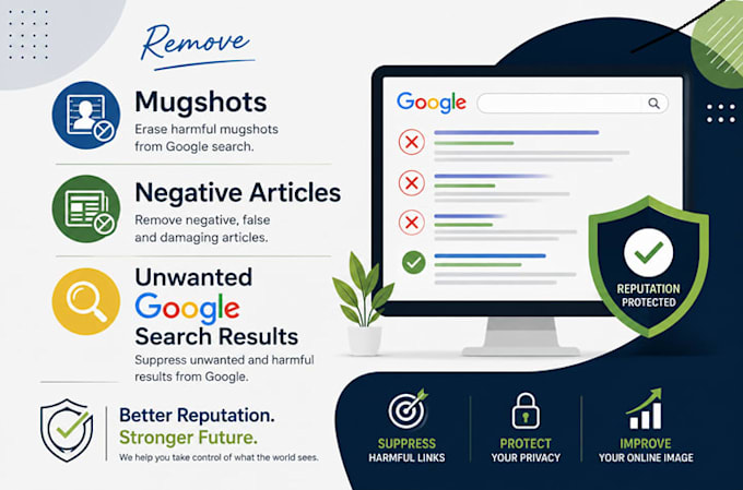 remove negative links, mugshots, bad news, articles from google search
