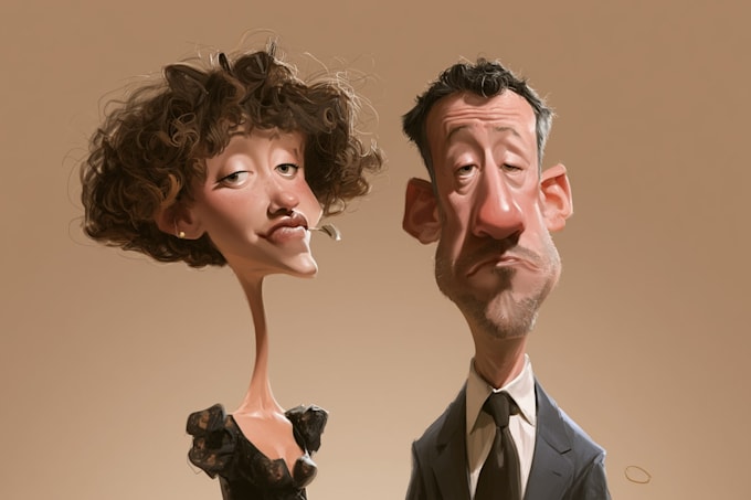 create professional caricatures for couples or wedding gift