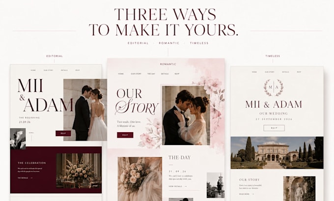 design a luxury squarespace website with rsvp