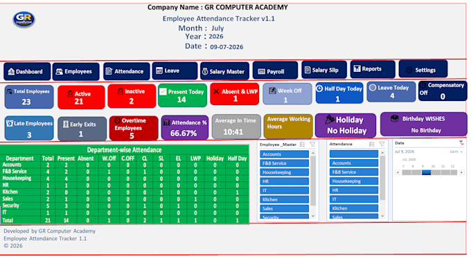employee attendance tracker excel