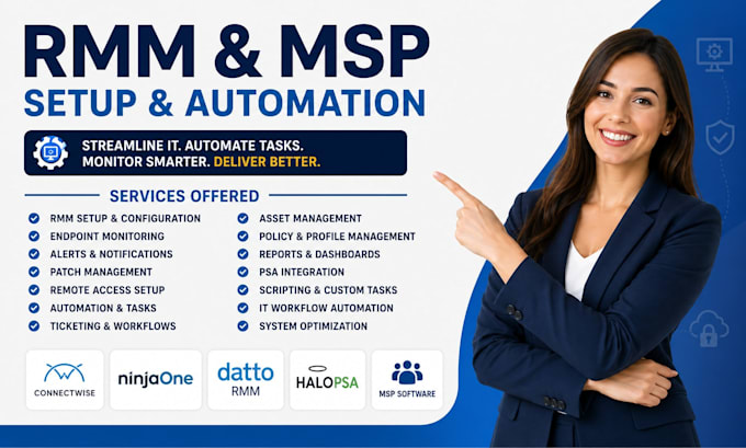 setup and automate rmm connectwise ninjaone datto rmm halopsa and msp software