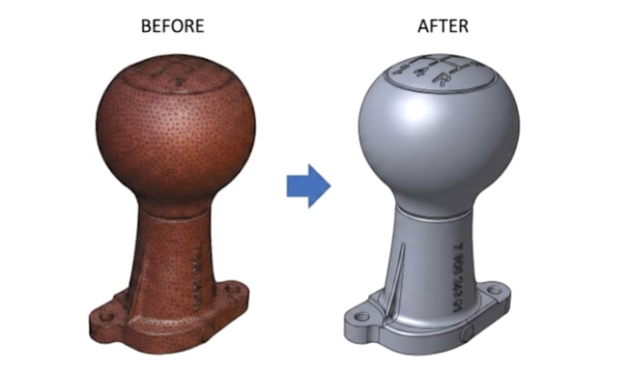 convert 3d scan stl obj to cad step file, reverse engineering, fix mesh stl cad