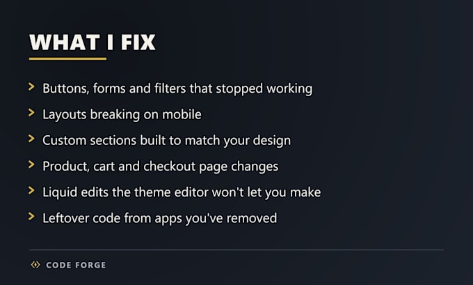 do shopify custom coding, bug fixing and theme customization