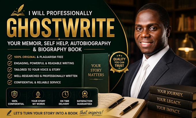 professionally ghostwrite your memoir, self help, autobiography, biography book