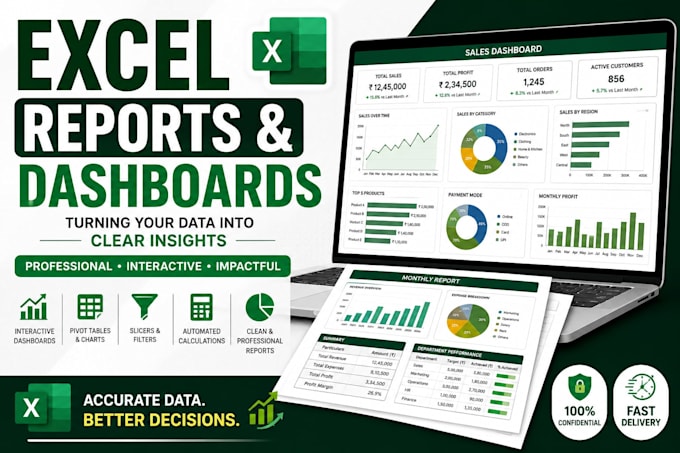 develop interactive dashboard and generate automated reports using advance excel
