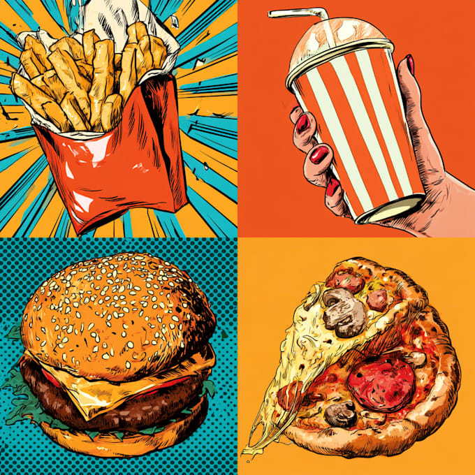 create professional food pop art artwork