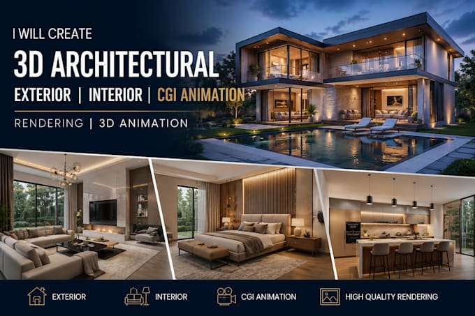 create 3d architectural exterior interior cgi animation rendering 3d animation