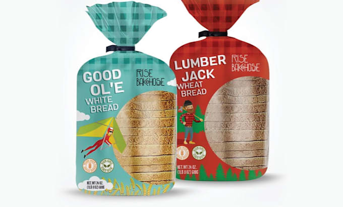 design custom bread bag packaging, food packaging, pouch,design for baker