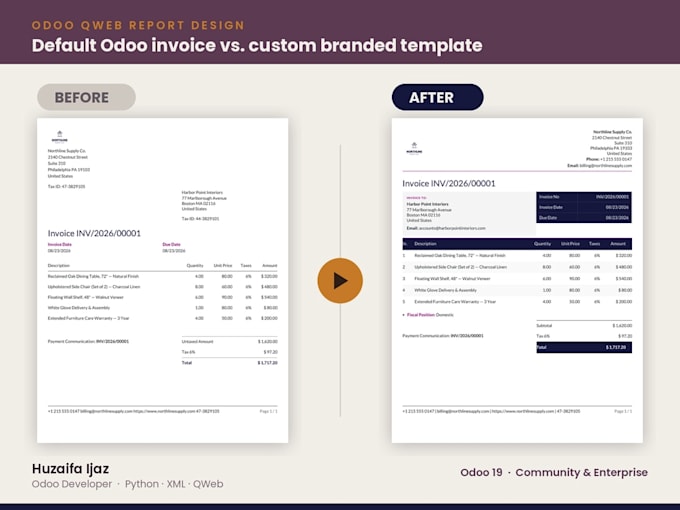 design custom odoo qweb pdf reports and invoice templates