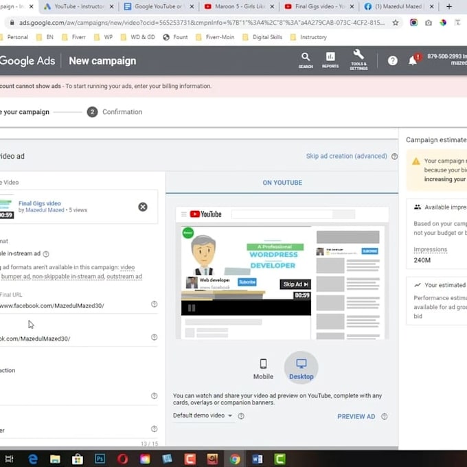 run google ads PPC campaign and youtube ads