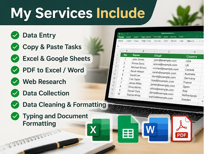 do accurate data entery and web research