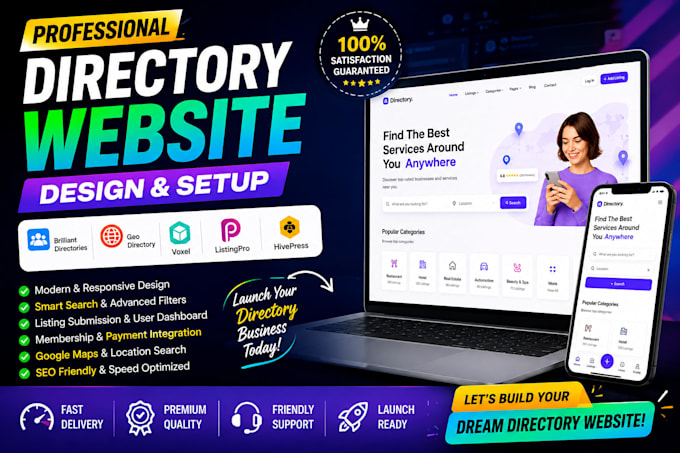 design brilliant directory website, geodirectory website, directory website
