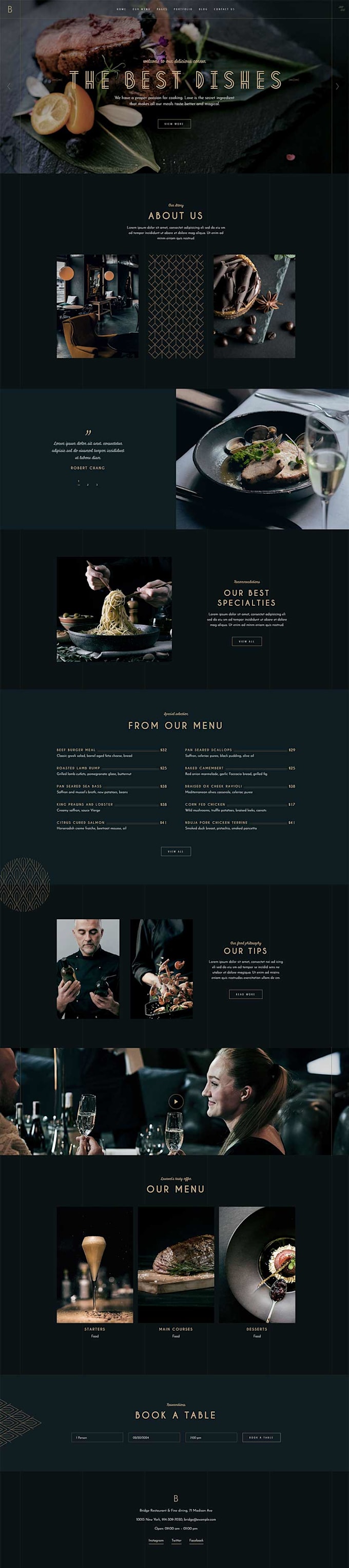 do fine dining restaurant website design