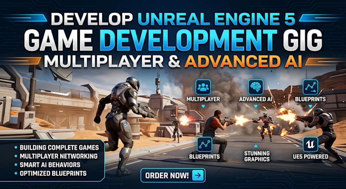 create a complete unreal engine 5 multiplayer game with advanced ai