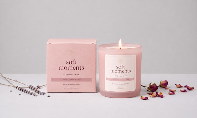 design minimalist aesthetic candle label and packaging