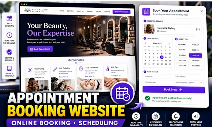 create appointment booking site scheduling website salon website spa website