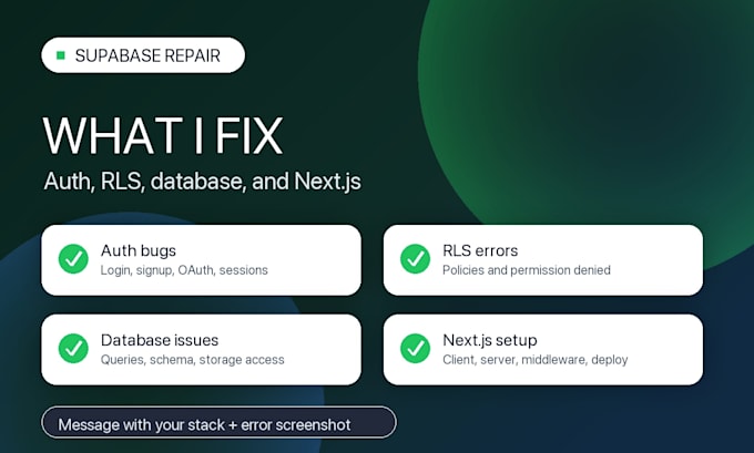 fix supabase auth rls database and nextjs bugs