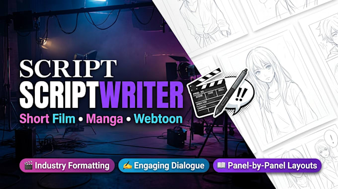 write a 5 minute short film script or manga and webtoon script