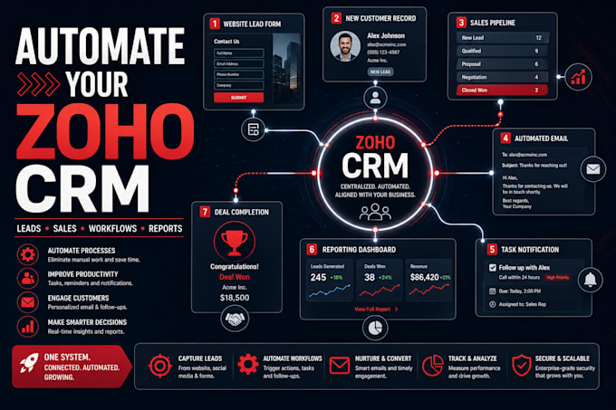 setup zoho CRM sales pipeline workflow automation integration and reports