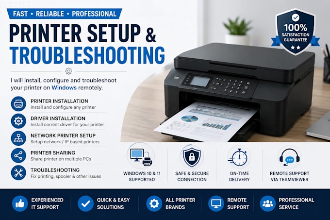setup and troubleshoot printer and printer sharing