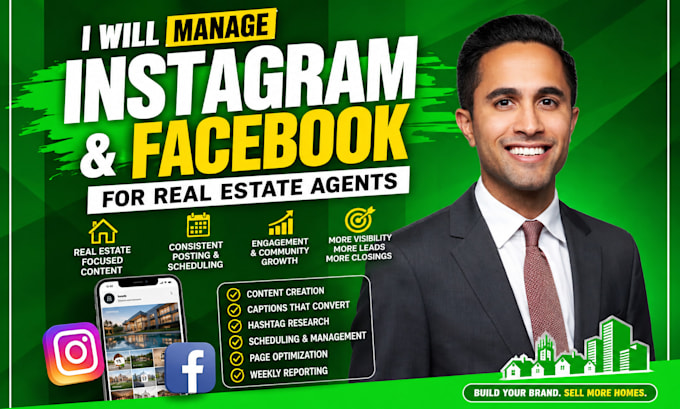 manage instagram and facebook for real estate agents