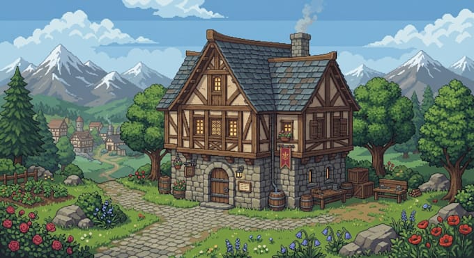 create pixel art isometric tileset, rpg tilemap, game background and assets