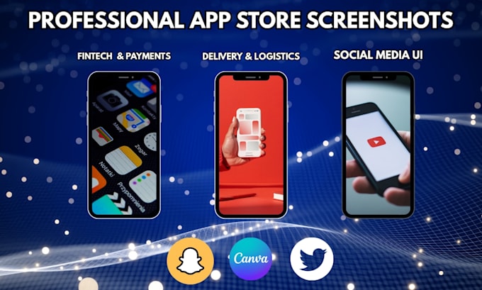 modern app store screenshots and play store feature graphic