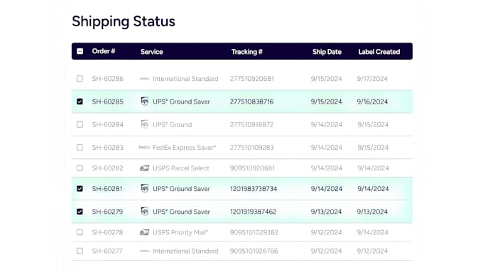 integrate shipping API, tracking API, shipstation, fedex, dhl, ups and shopify
