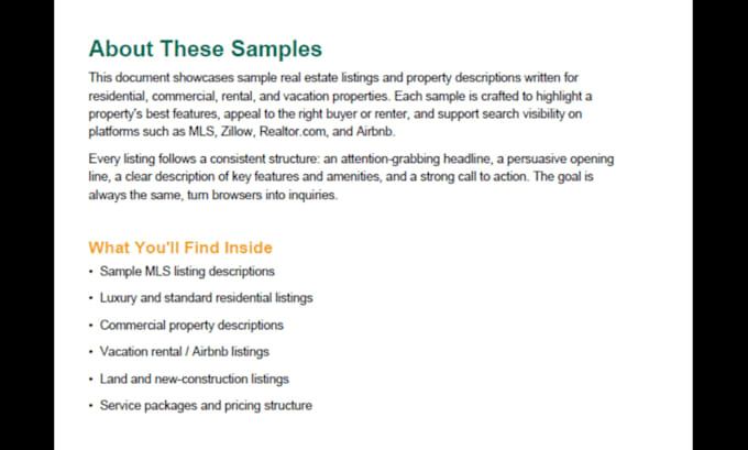 write real estate mls listing