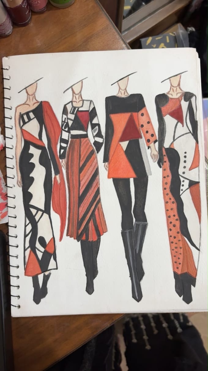 create hand drawn fashion illustrations and sketches