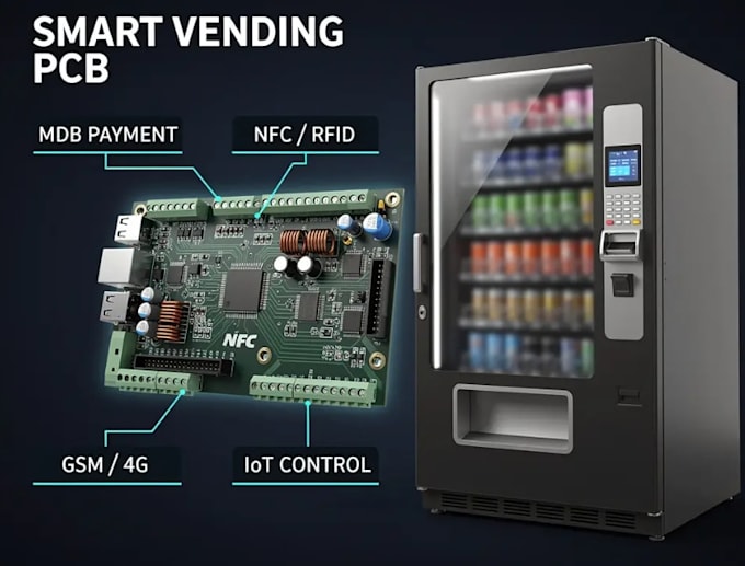 design smart vending machine controller pcb with payment and iot