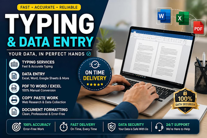 do fast and accurate typing, data entry and copy typing