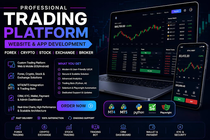 develop forex crypto stock trading platform mt4 mt5 trading app crm python