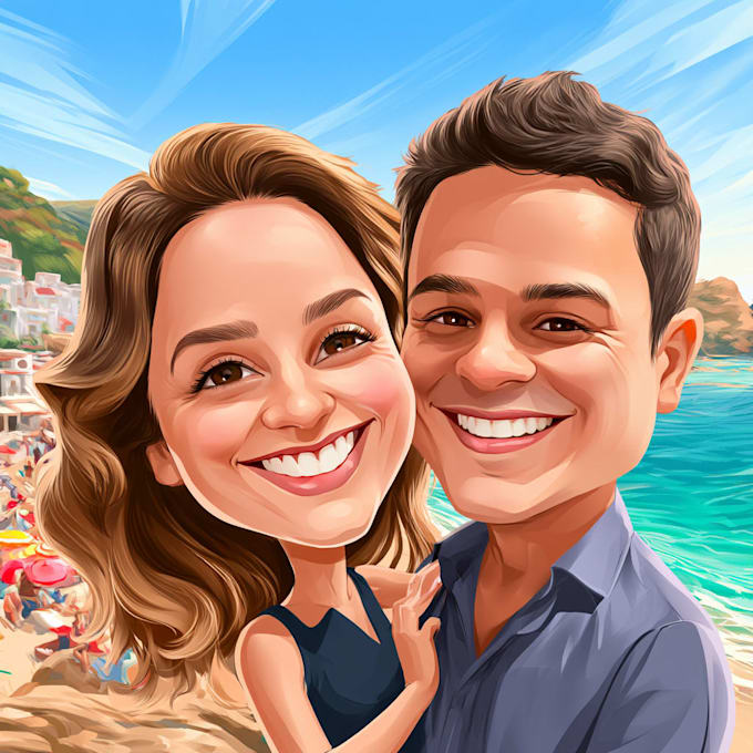 create professional caricatures for couples or wedding gift
