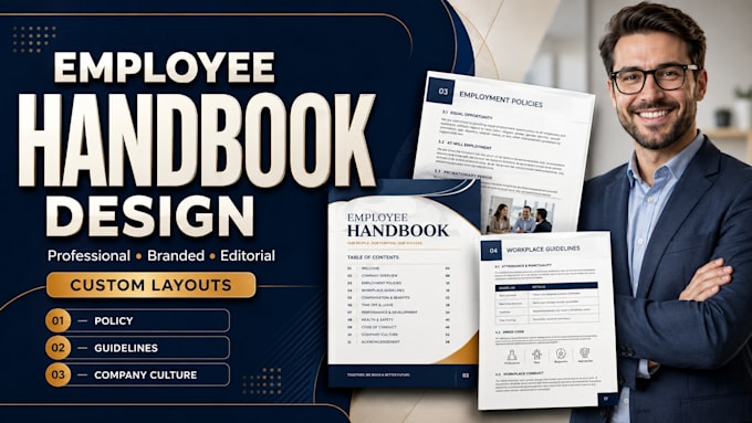 employee handbook, editorial design, professional handbook layout