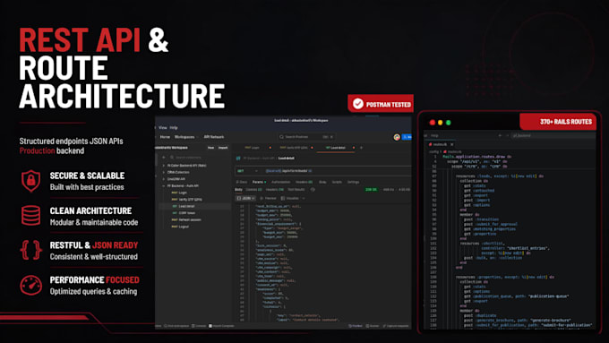 develop ruby on rails rest API backend and integrations