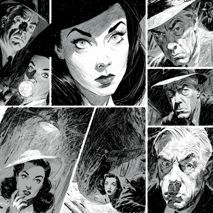 create noir horror and dark comic book illustrations