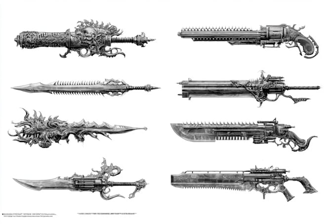 create weapon concept art for you