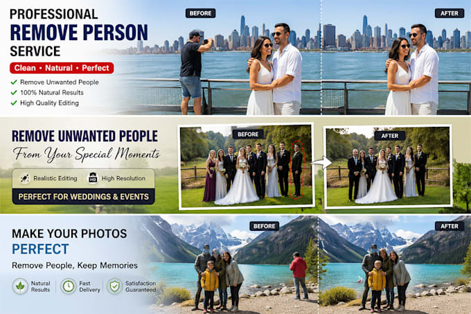 professionally remove person, object, or photobomber from photo