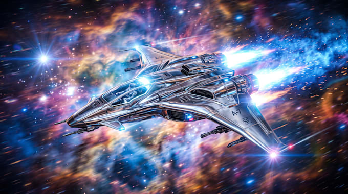 draw custom spaceship sci fi spacecraft and rockets