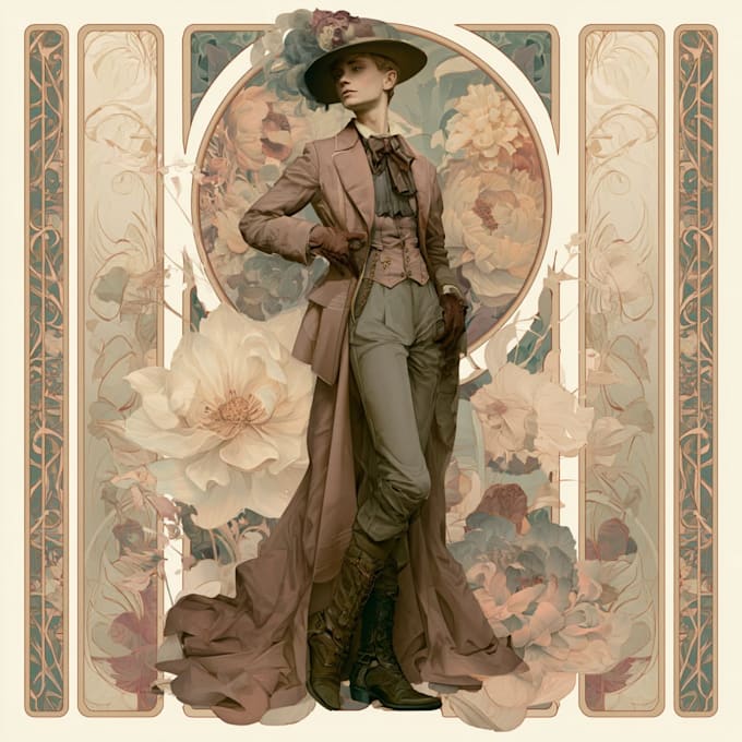 create illustrations in art nouveau style