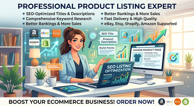 do amazon shopify etsy product listing and data entry