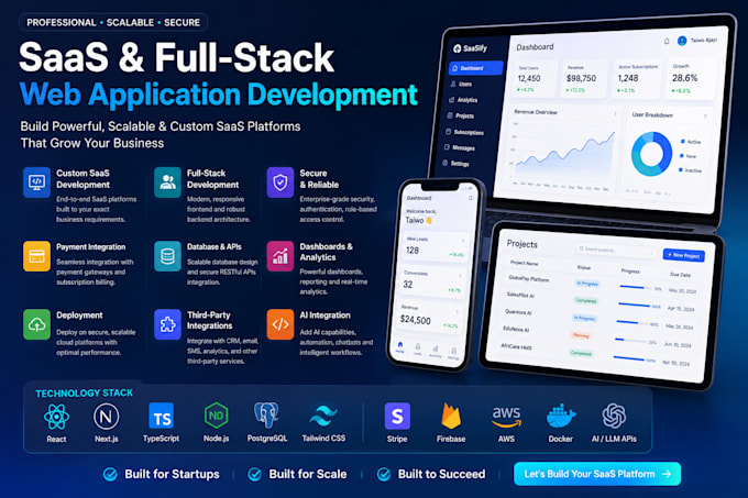 build a scalable saas web application, dashboard, or business platform