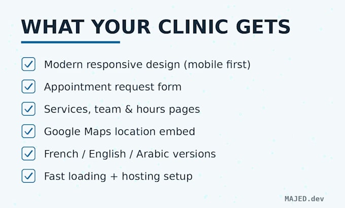 build a medical or a clinic website