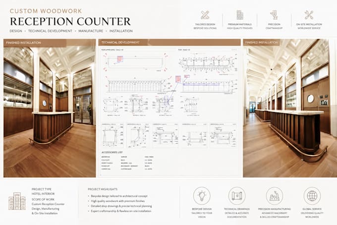 create detailed 2d cad shop drawing and joinery details
