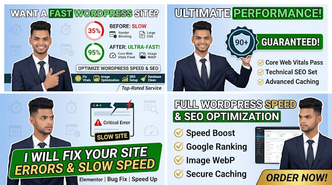 optimize wordpress speed, fix core web vitals, and do technical SEO
