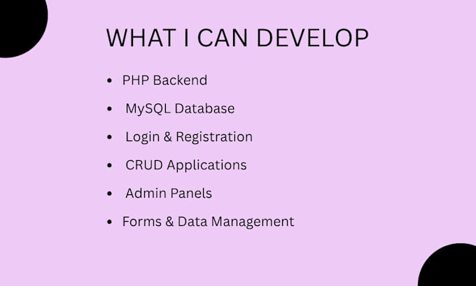 develop a PHP mysql web application