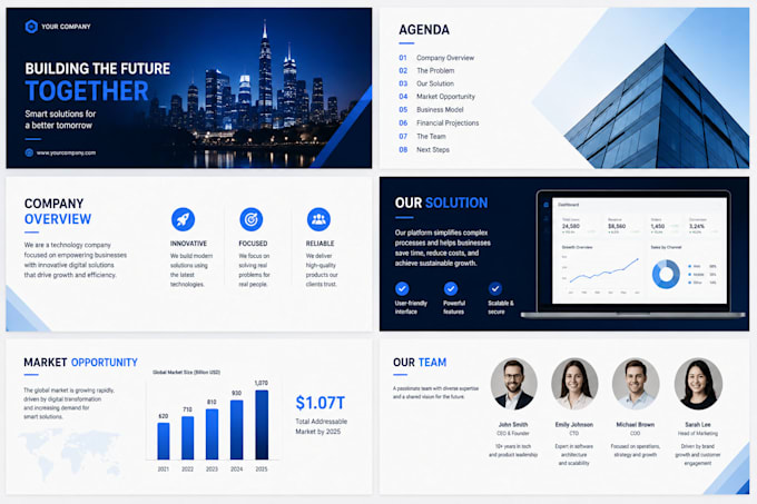 design a modern business presentation and pitch deck