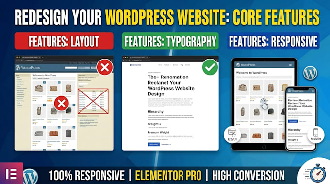 redesign the elementor wordpress website into a modern, high conversion layout